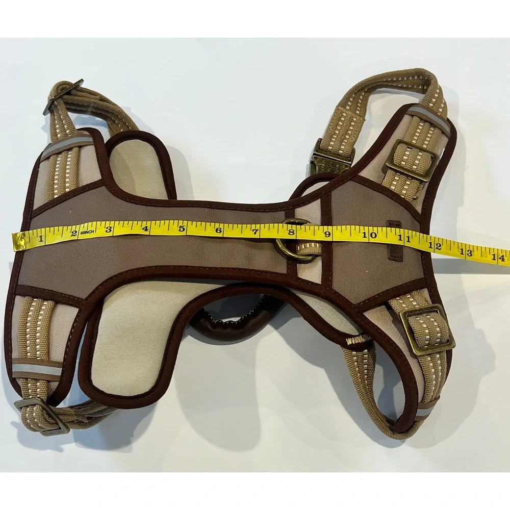 Reddy Dog Harness Tan Brown Canvas Padded Reflective Brass Hardware Handle